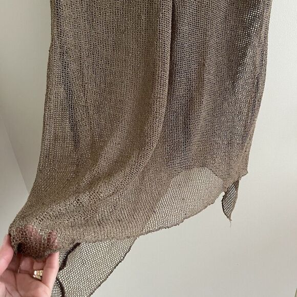 Vintage Y2K Linen Sheer Tunic Top L Asymmetrical Boho Fairy Festival Lagenlook - Picture 10 of 13